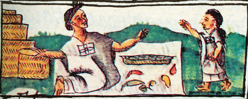Códice florentino: Vendedora de chiles. Foto de Mexicolore.
