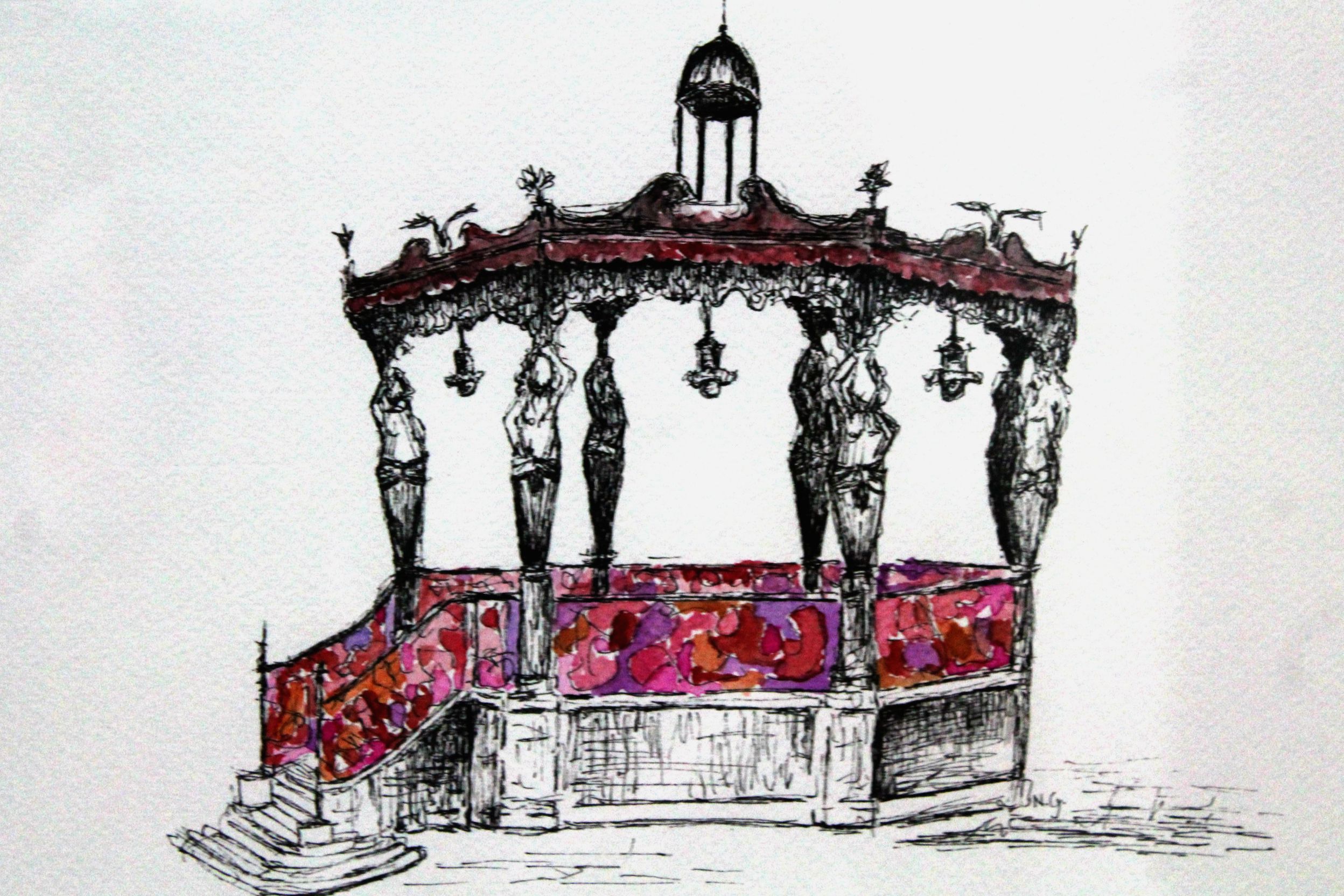 "Kiosco de Plaza de Armas", Natalie Gonzalez de Urban Scketchers Guadalajara
