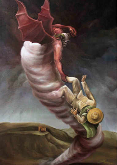 "El Demonio de Don Felipe. Leyenda de Arandas", óleo sobre tela de Alexis Guadalupe Orozco Rizo.