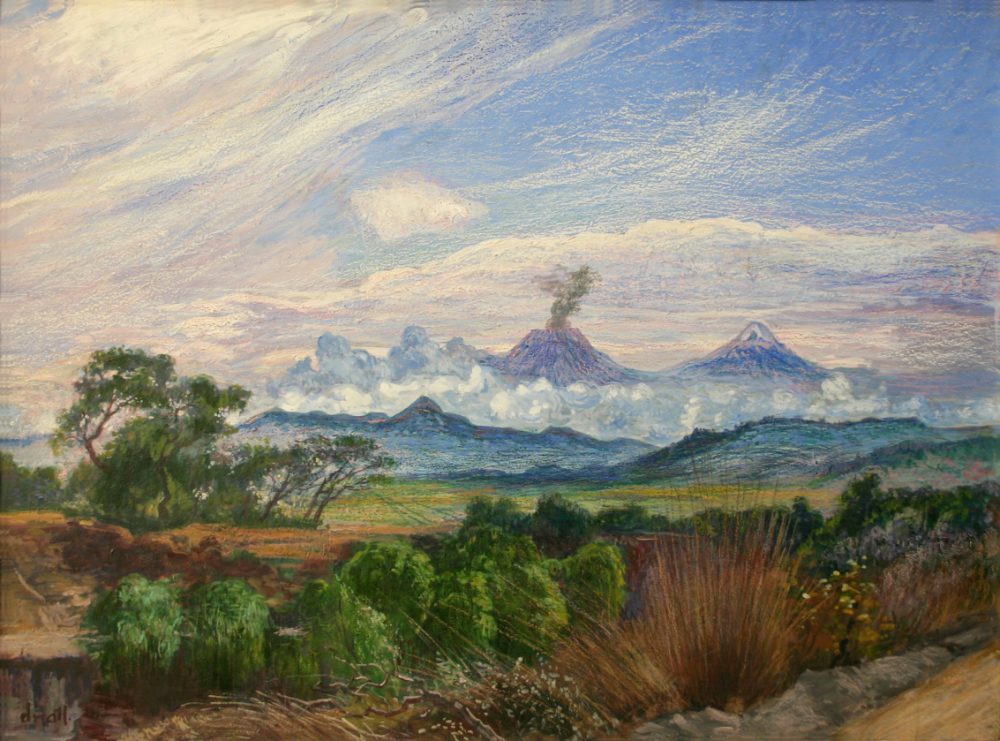 "Vista de los volcanes desde Cuautla", Dr. Atl. 1958.