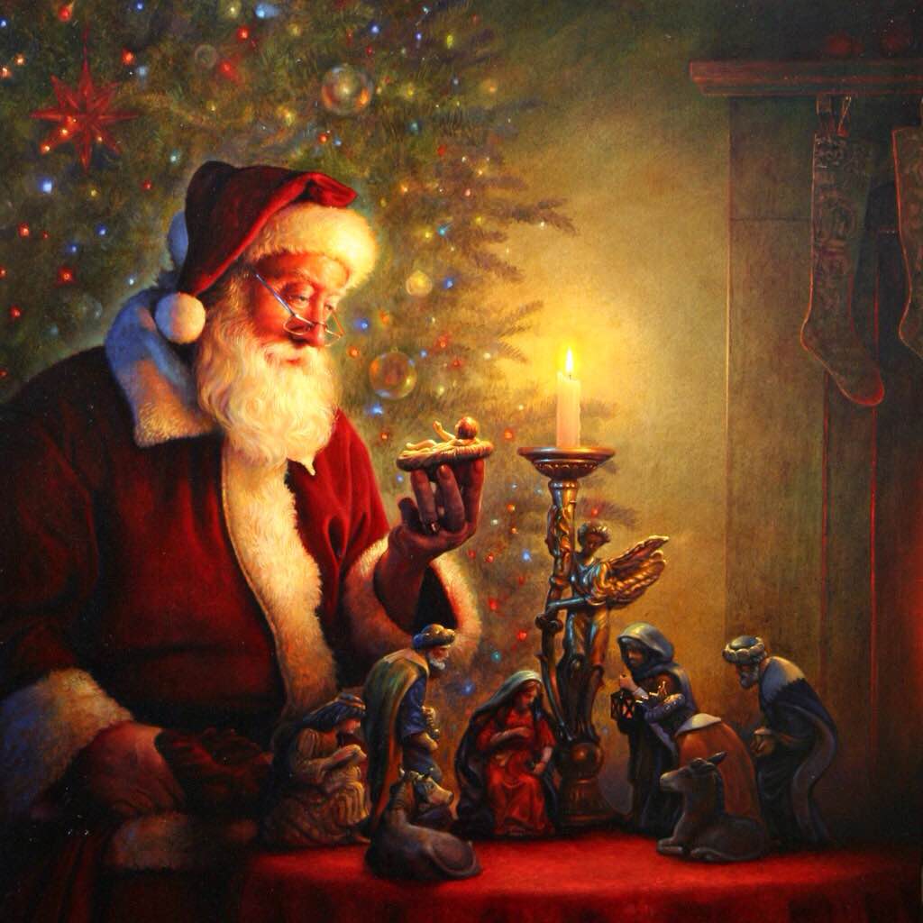 "Santa Claus y el nacimiento", Greg Olsen