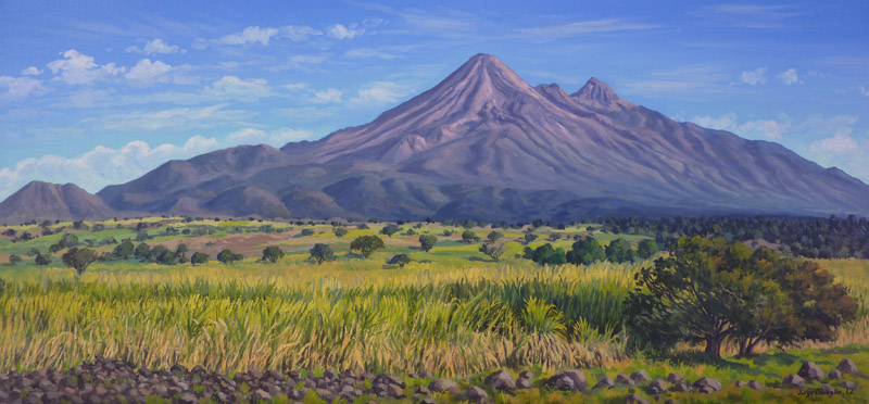 "Los volcanes de Colima desde Queseria", Jorge Obregón