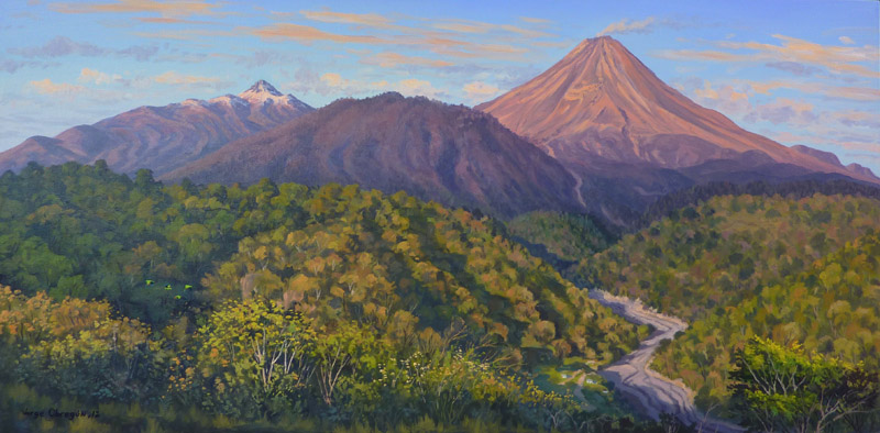 "Los volcanes de Colima y el rio la Lumbre", Jorge Obregón