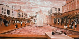 “Intemperie”, Oscar Quevedo pinta a quienes Guadalajara no mira Un joven se le ve durmiendo en un pedestal de la fuente de la Plaza Tapatía, frente al Museo Cabañas.